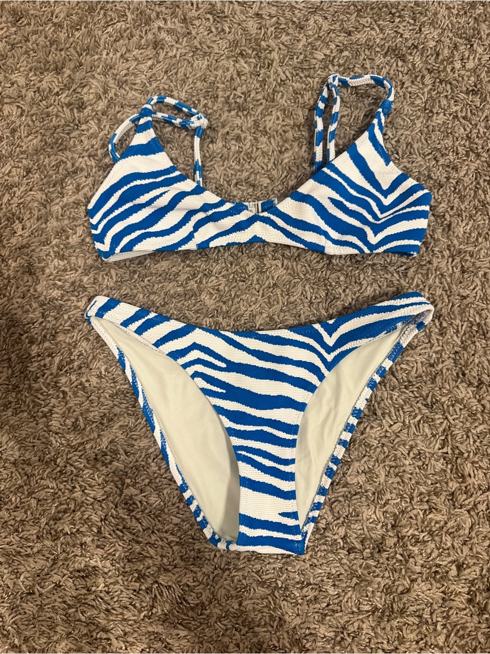 triangl swimwear Blue and White Zebra Bikini Set